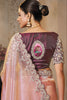 Peach Pink Designer Silk Saree with Heavy Stone and Zari Work Border Saree
