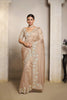 Elegant Beige Organza Silk Saree Pastel Embroidered Floral Border