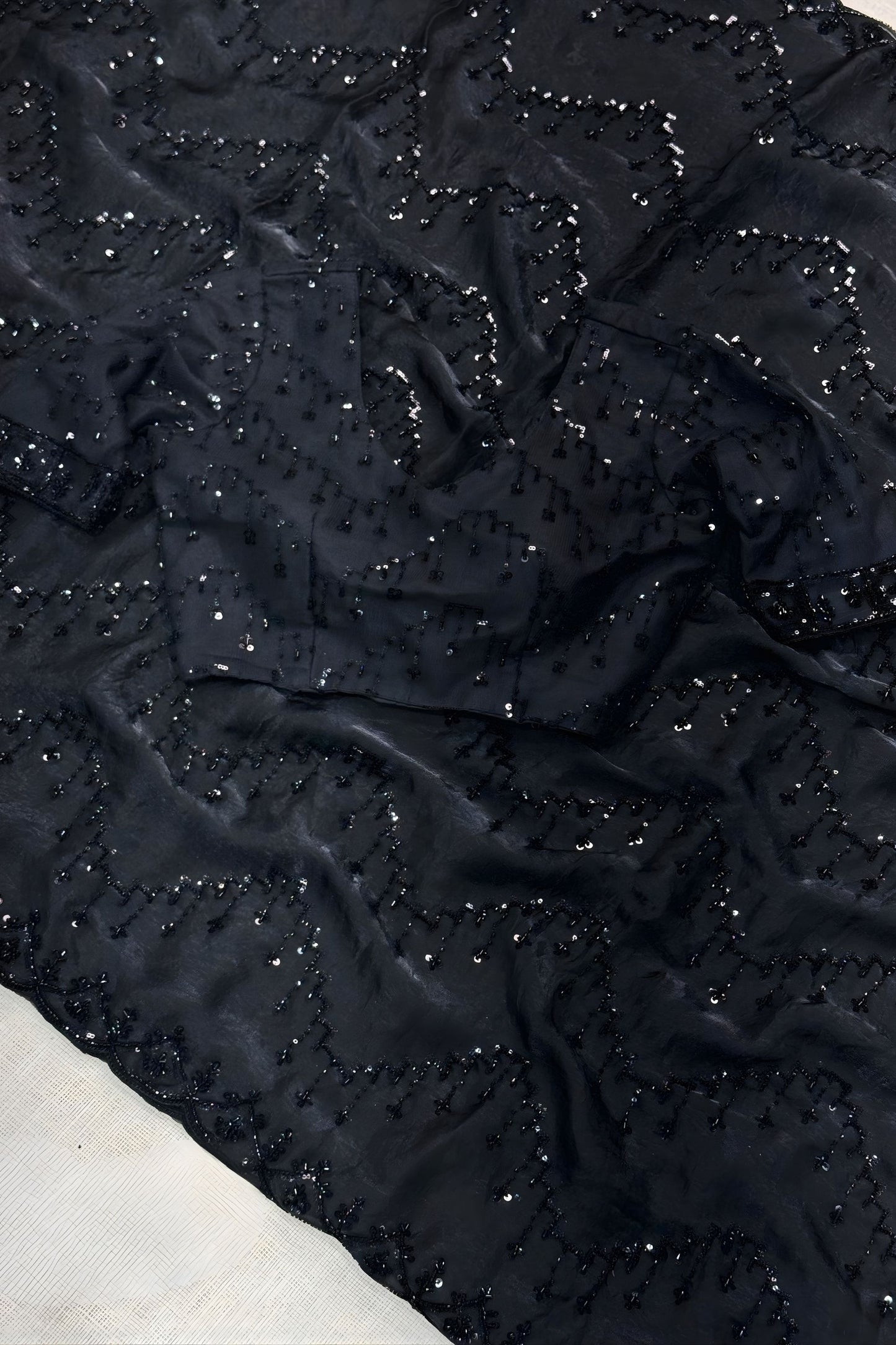 Designer Black Party Wear Saree with Intricate Sequins Embellishments