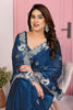 Designer Navy Blue Georgette Saree Party Wear