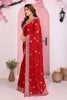 Elegant Red Embroidered Saree with Blouse Party Wear