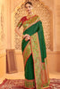 Elegant Green Banarasi Silk Saree Red Blouse Piece Perfect