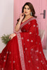 Elegant Red Embroidered Saree with Blouse Party Wear