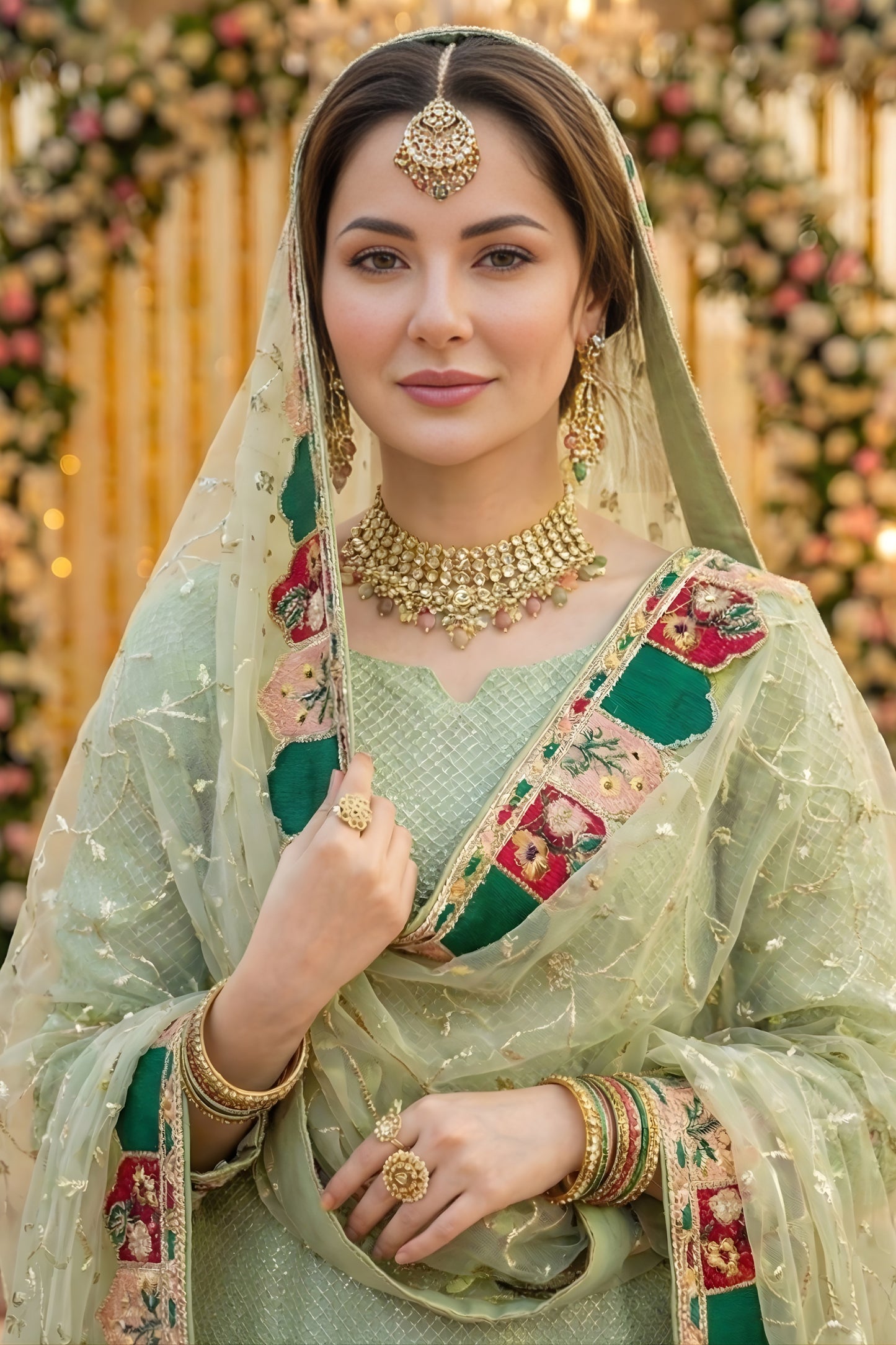 Fancy Mint Green Embroidered Eid Special Palazzo Suit with Net Dupatta