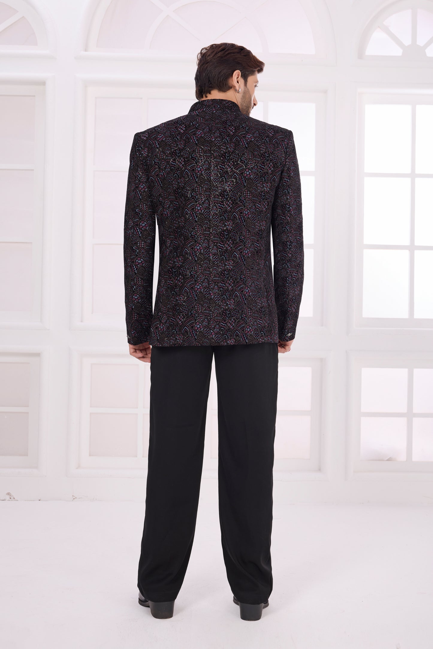 Stylish Black Embroidered Jodhpuri Jacket Without Pant for Wedding