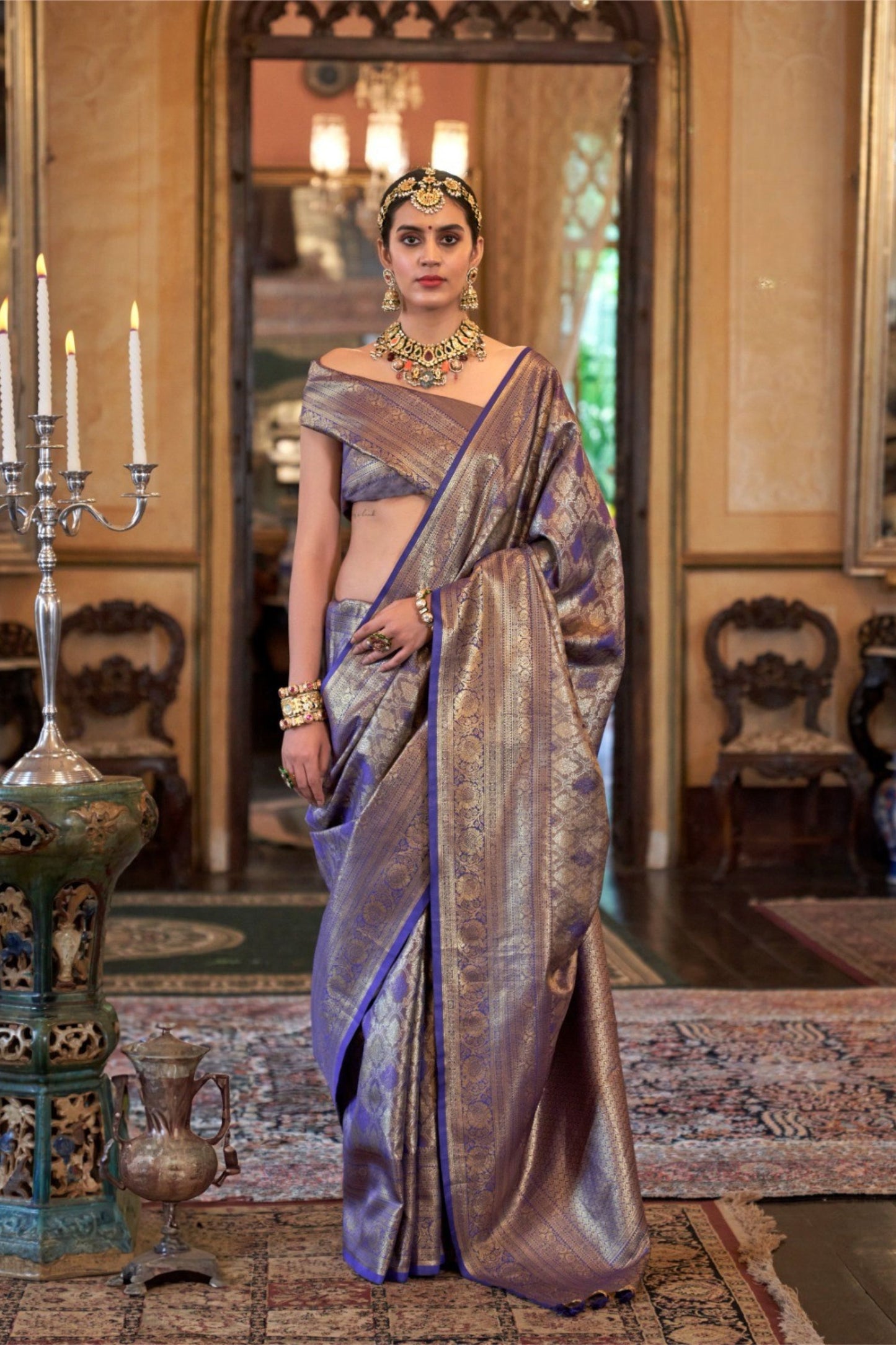 Royal Blue Gold Banarasi Traditional Silk Saree