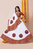 White Navratri Lehenga Choli with Multicolor Mirror and Thread Embroidery for Garba