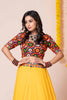 Yellow Navratri Lehenga Choli with Multicolor Mirror and Elephant Embroidery for Garba