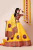 Yellow Navratri Lehenga Choli with Multicolor Mirror and Elephant Embroidery for Garba