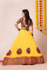 Yellow Navratri Lehenga Choli with Multicolor Mirror and Elephant Embroidery for Garba