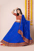 Latest Blue Lehenga Choli with Multicolor Mirror Embroidery and Traditional Dupatta