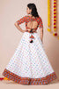 Stunning White Rayon Navratri Lehenga Choli with Multicolor Kutchi Mirror Embroidery