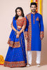 Couple Royal Blue Gujarati Embroidered Chaniya Choli and Kurta Set with Mirror Work