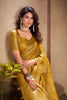 Golden Banarasi Silk Saree with Zari Weaving Festive Wear