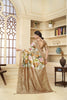 Royal Brown Linen Silk Saree with Abstract Floral Print and Subtle Zari Detailing
