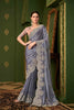 Grey Silk Saree Peach Blouse Perfect Parties Festive Occasions