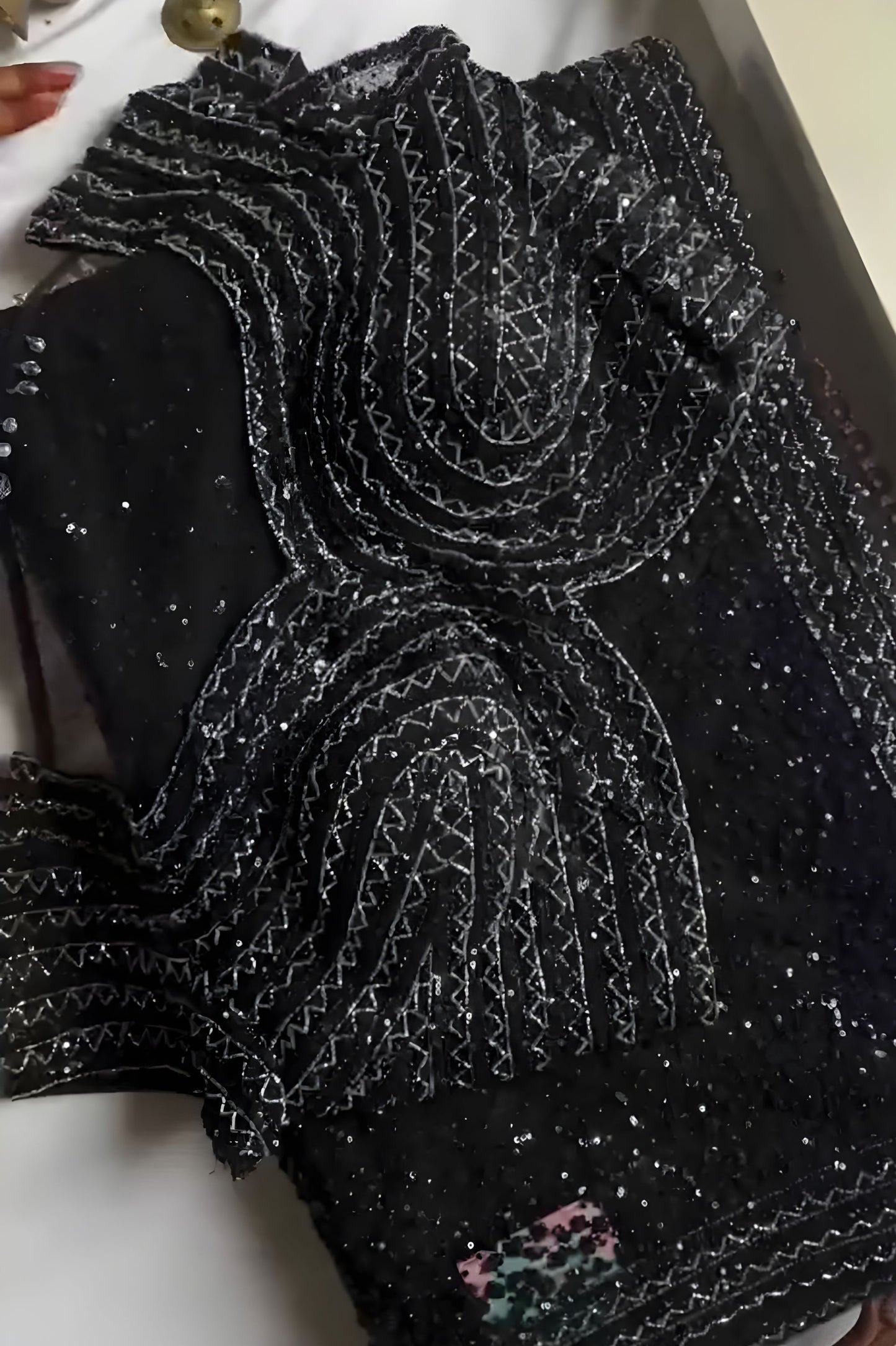 Black Net Saree with Heavy Sequin Embroidery Designer Blouse