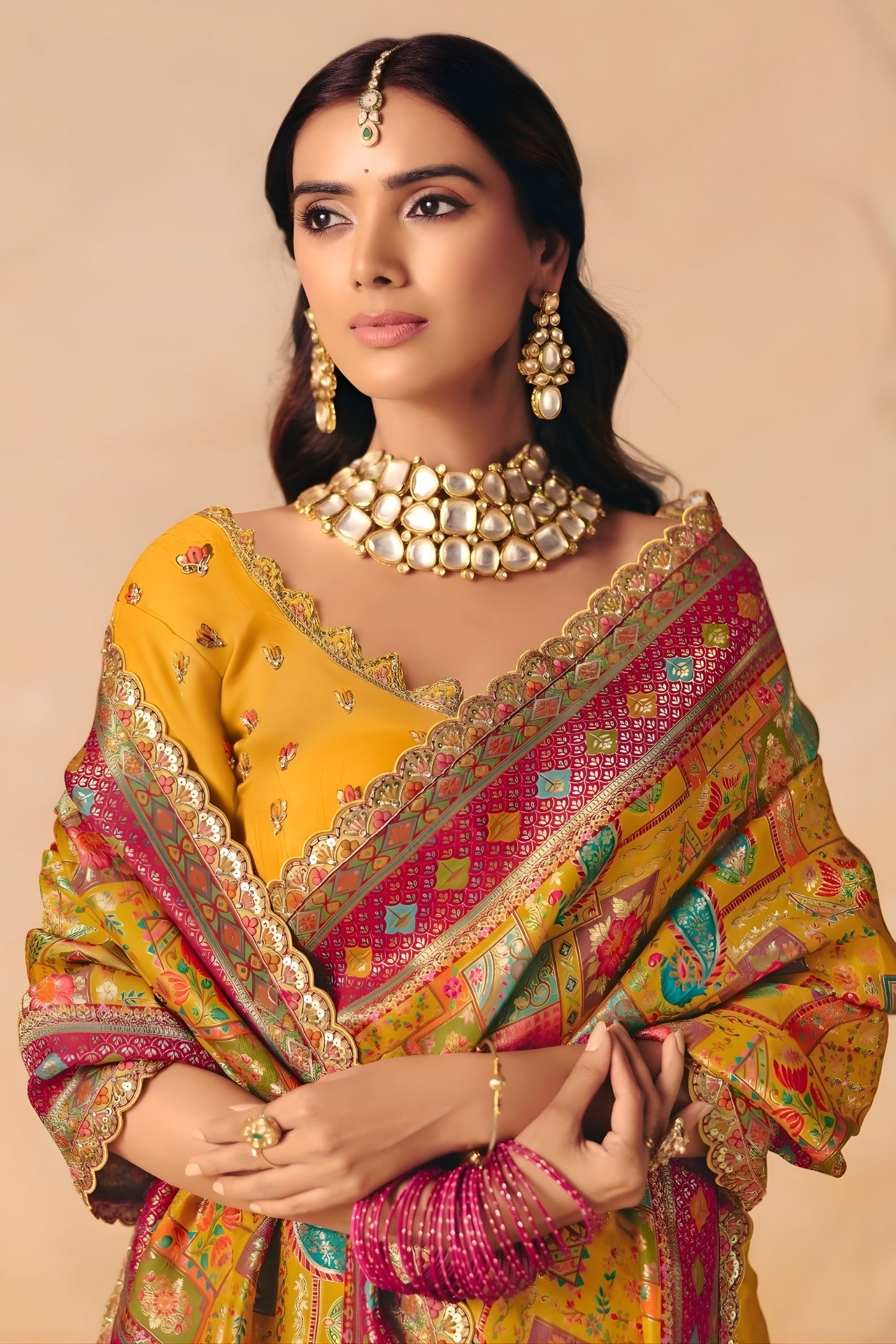 Mustard Yellow Paithani Silk Saree with Multicolor Zari Weaving Saree