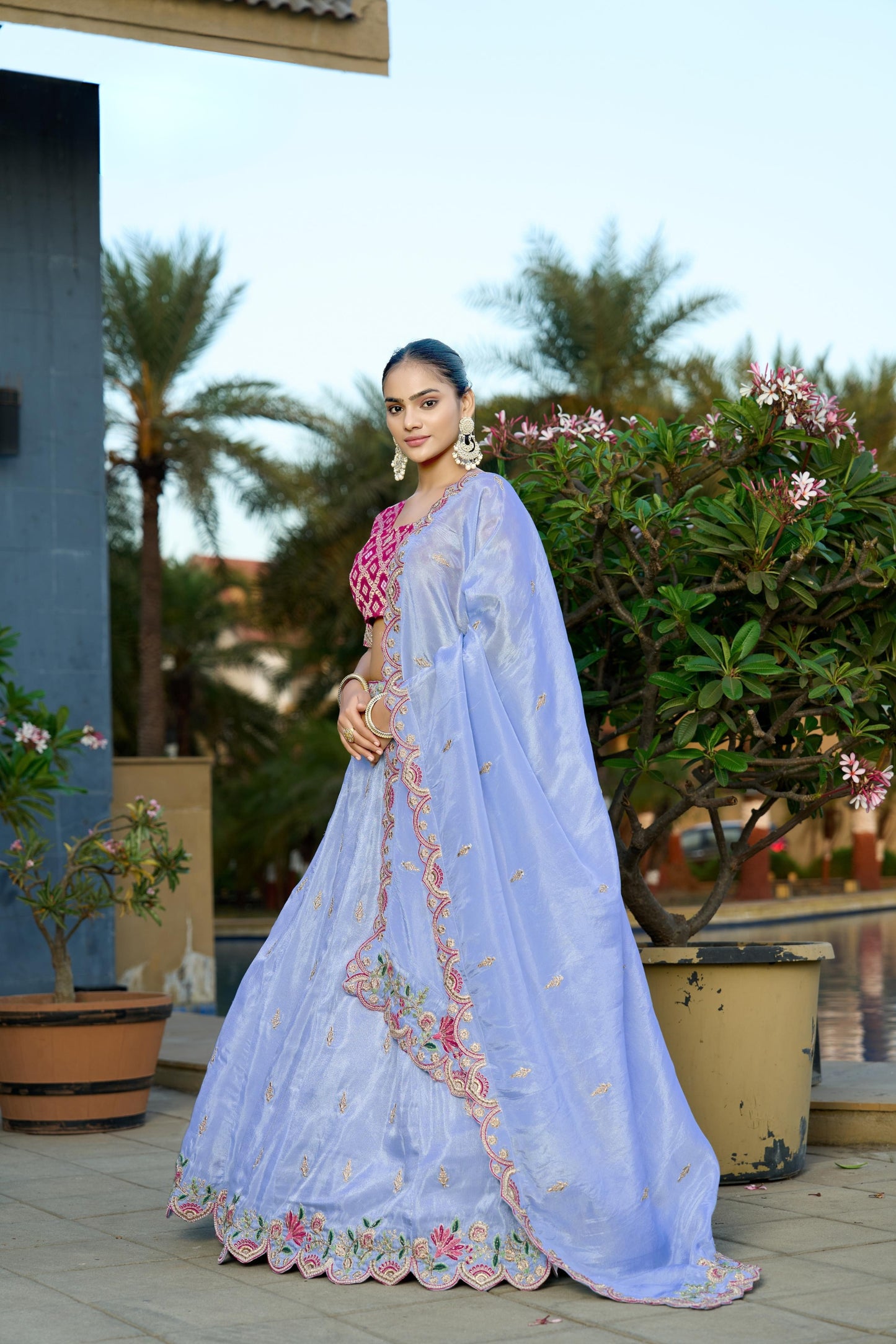 Beautiful Blue Viscose Sequins Wedding Wear Lehenga Choli