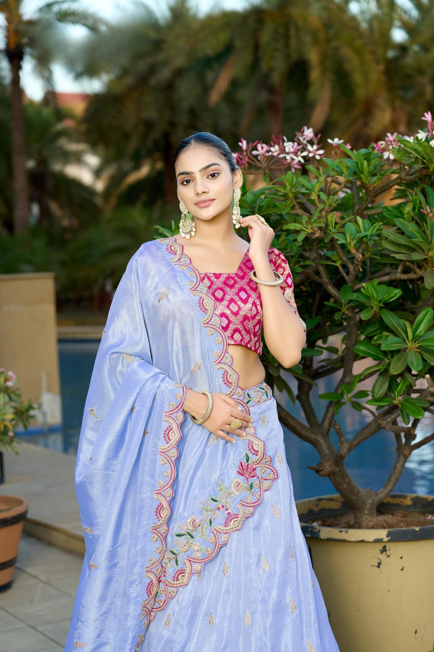 Beautiful Blue Viscose Sequins Wedding Wear Lehenga Choli