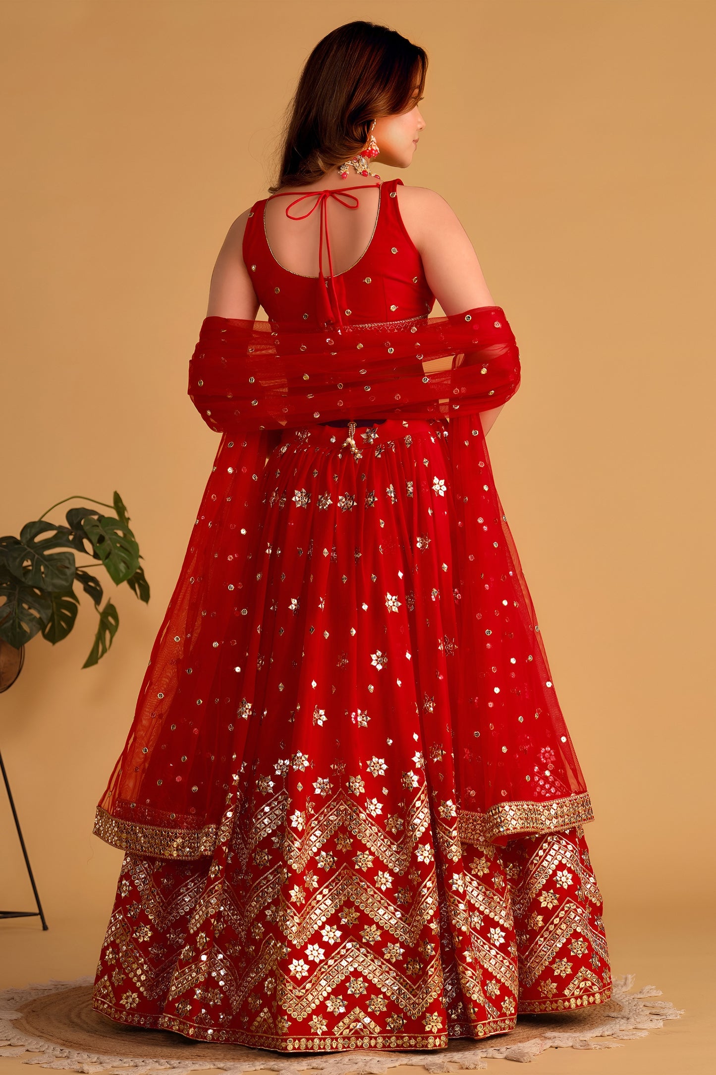 Stunning Red Georgette Designer Lehenga Choli with Embroidery Work and Matching Dupatta