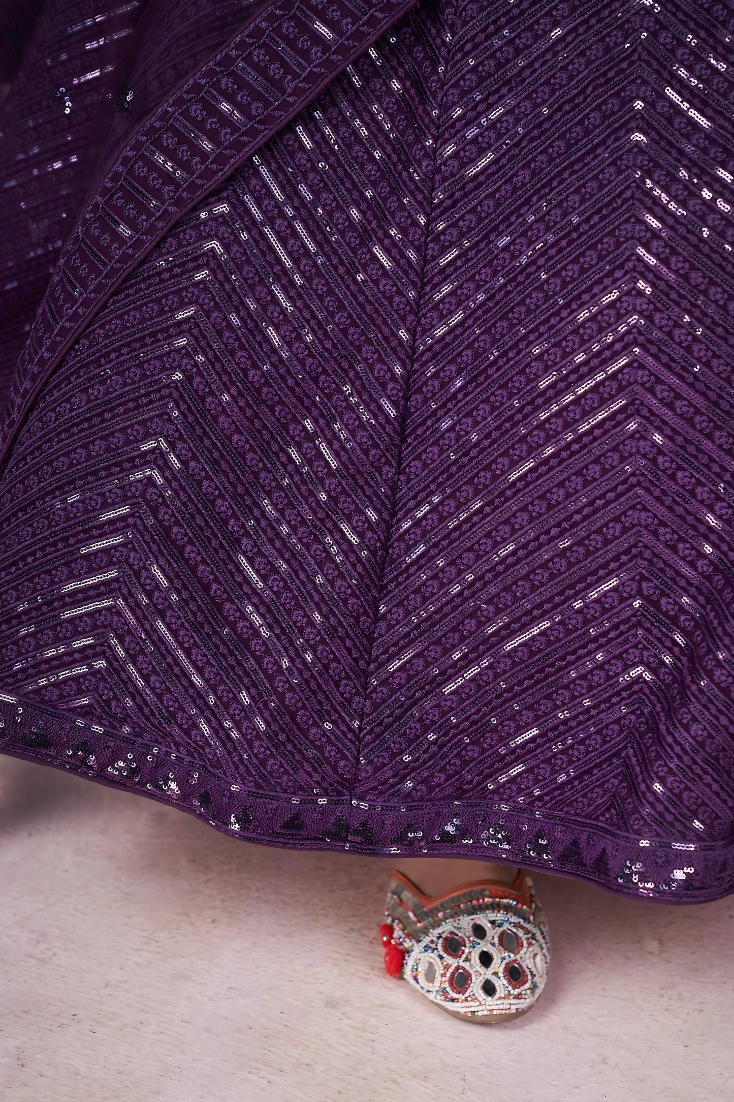 Beautiful Purple Embroidered Georgette Lehenga Choli with Soft Net Dupatta for Women