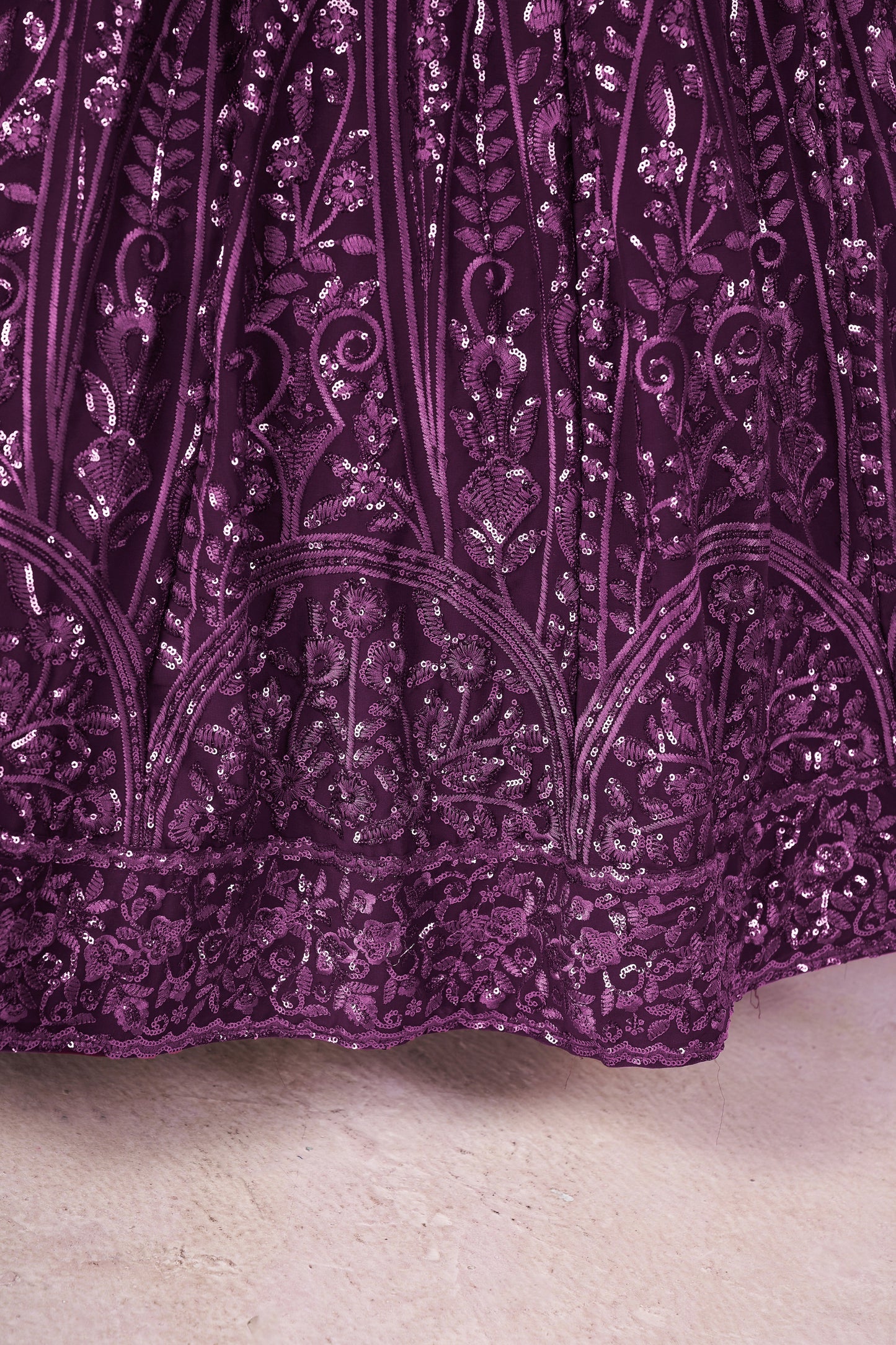 Lovely Purple Embroidered Georgette Lehenga Choli with Dupatta for Women