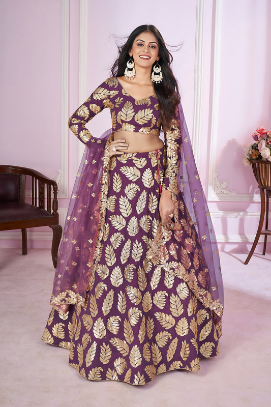 Stylish Purple Designer Georgette Lehenga Choli with Soft Net Dupatta for Women