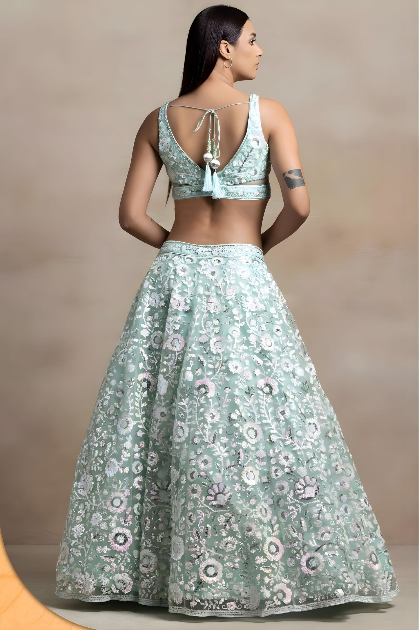 Luxury Blue Net Sequins Embroidered Bridal Lehenga Choli Designer Dupatta