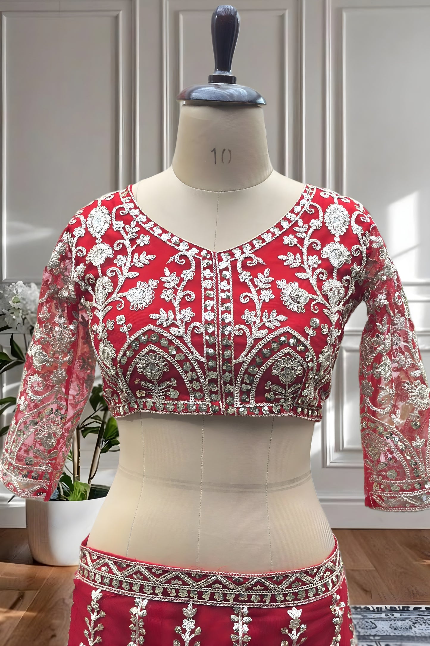 Stunning Red Heavy Embroidered Butterfly Net Lehenga Choli with Dupatta