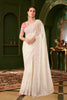 Off White Georgette Saree Peach Designer Blouse