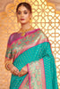 Turquoise Banarasi Silk Saree Blouse Piece Elegant