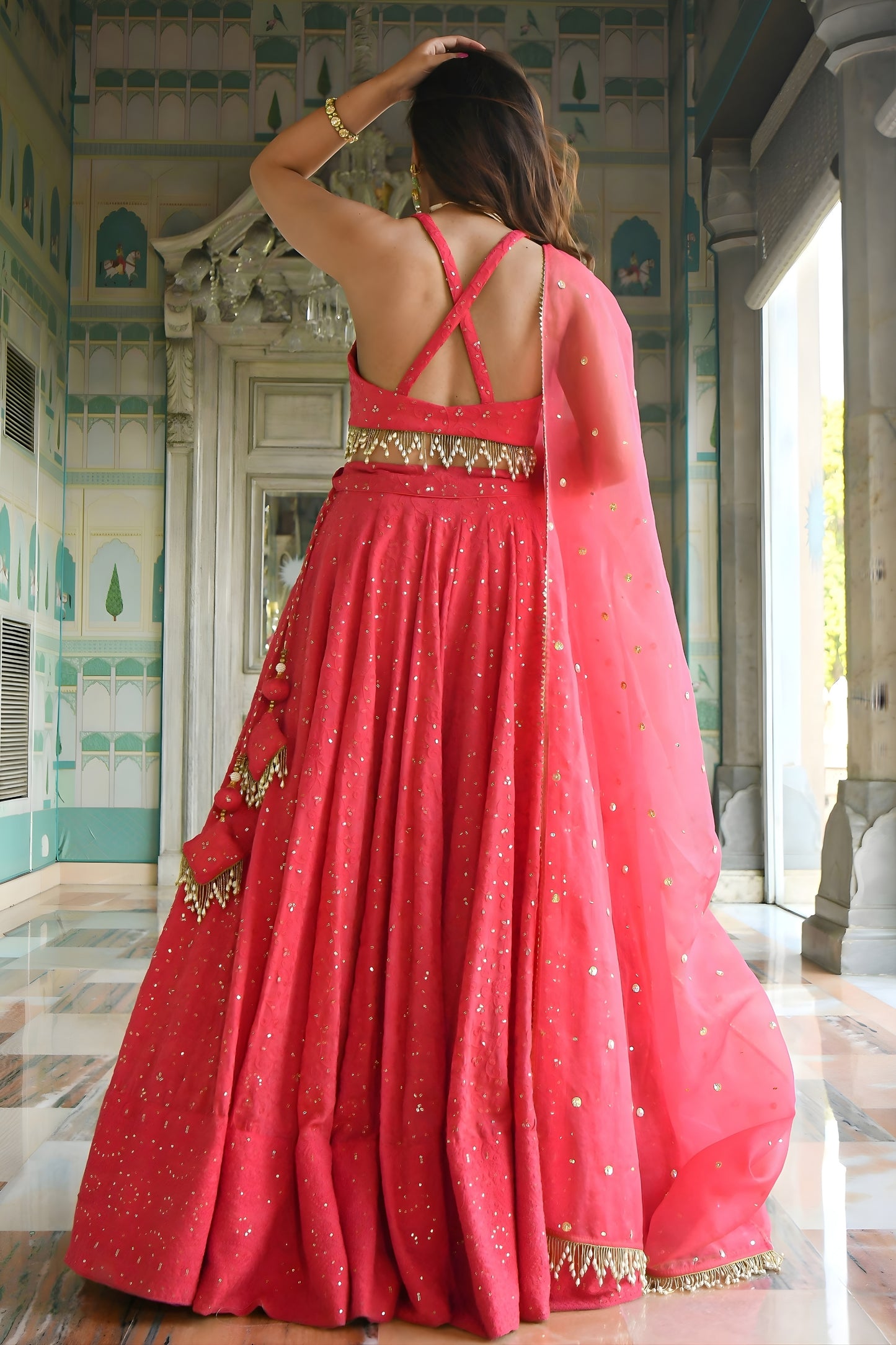 Lovely Pink Georgette Embroidered Lehenga Choli with Designer Dupatta for Women