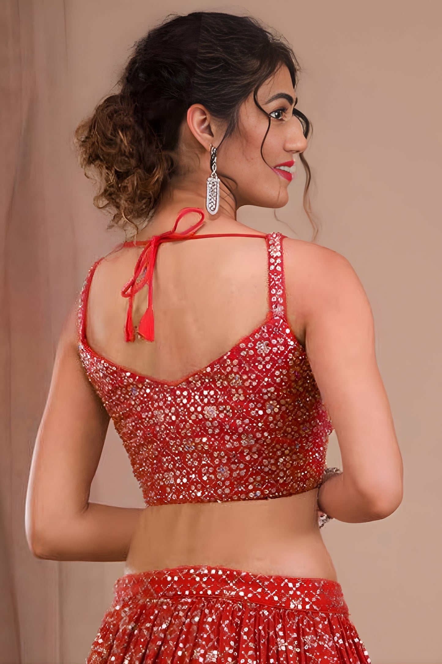 Graceful Red Georgette Embroidered Lehenga Choli with Designer Dupatta for Women