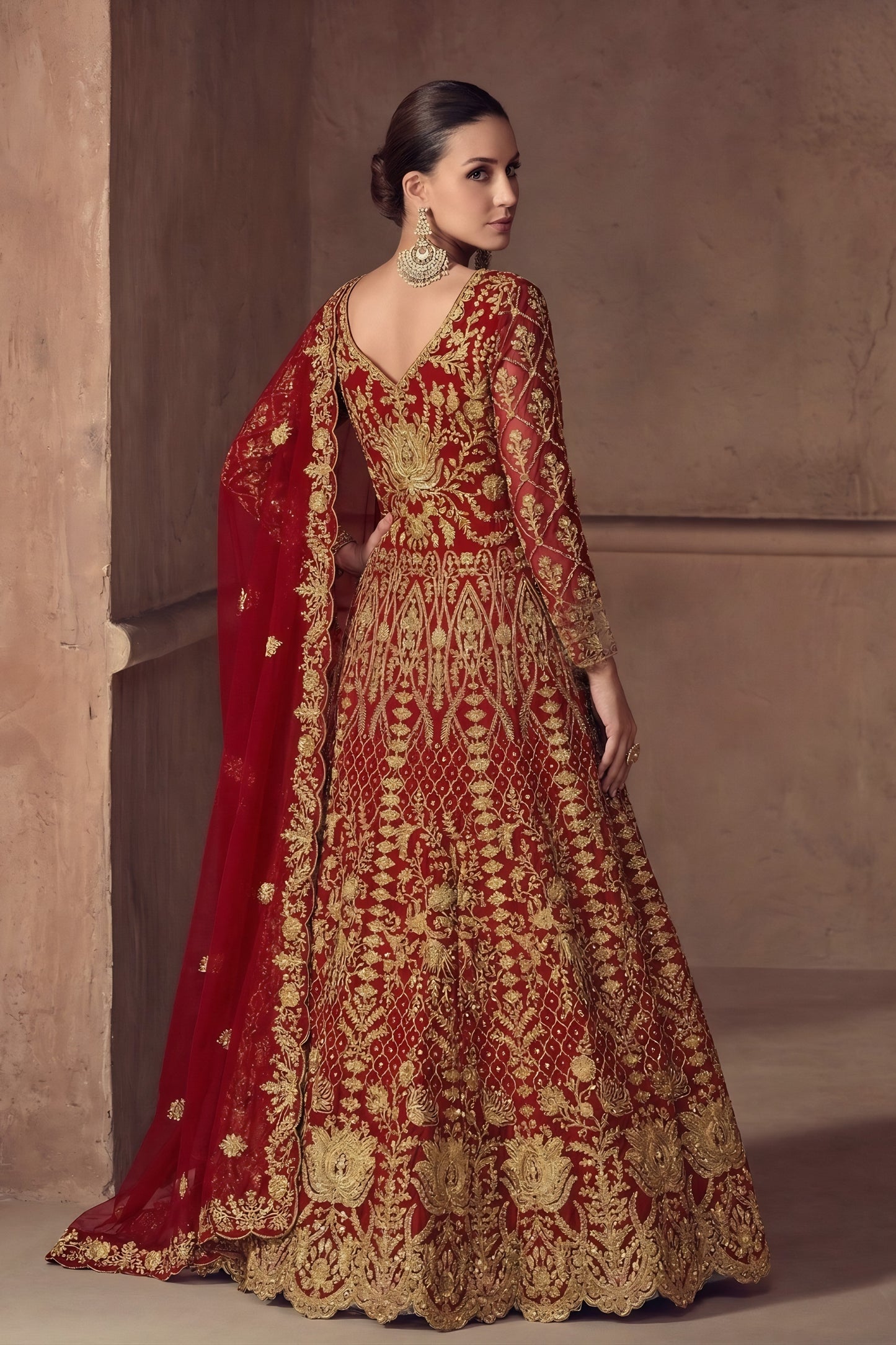 Stunning Red Heavy Embroidered Butterfly Net Semi-Stitched Anarkali Suit with Dupatta