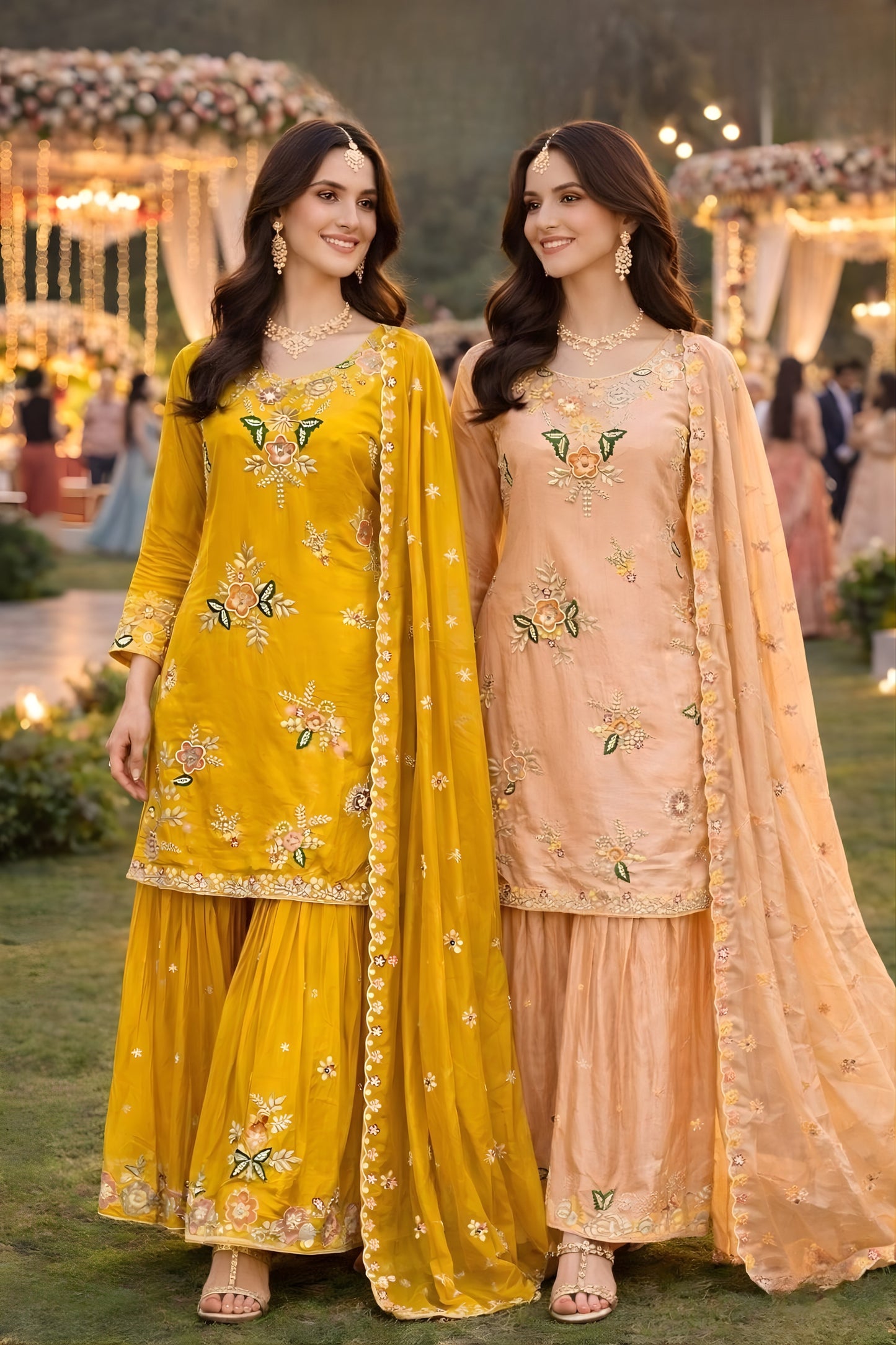 Elegant Peach Viscose Embroidered Readymade Palazzo Suit Set with Dupatta for Women