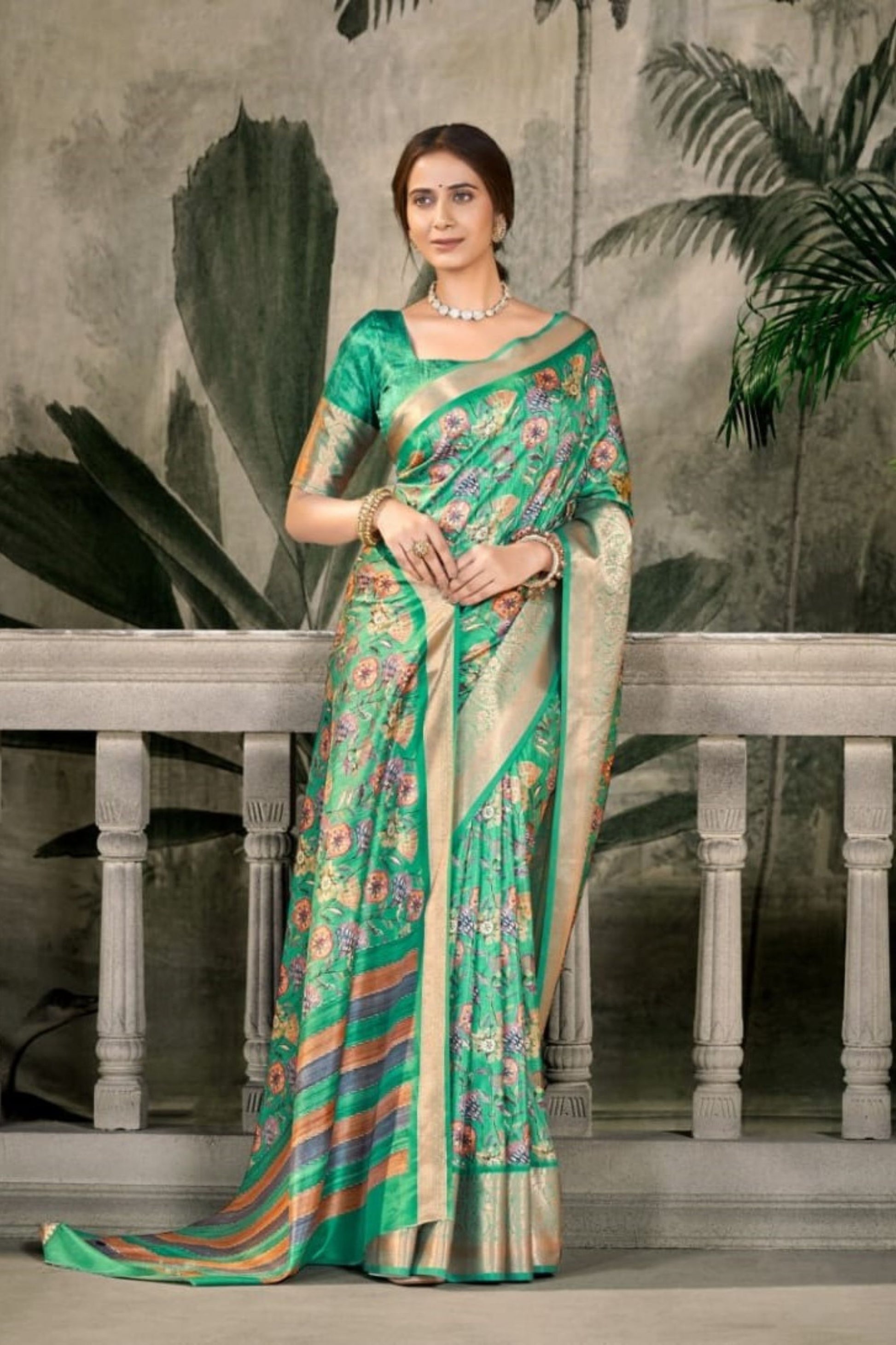 Elegant Green Banarasi Silk Saree for Wedding Festive Wear