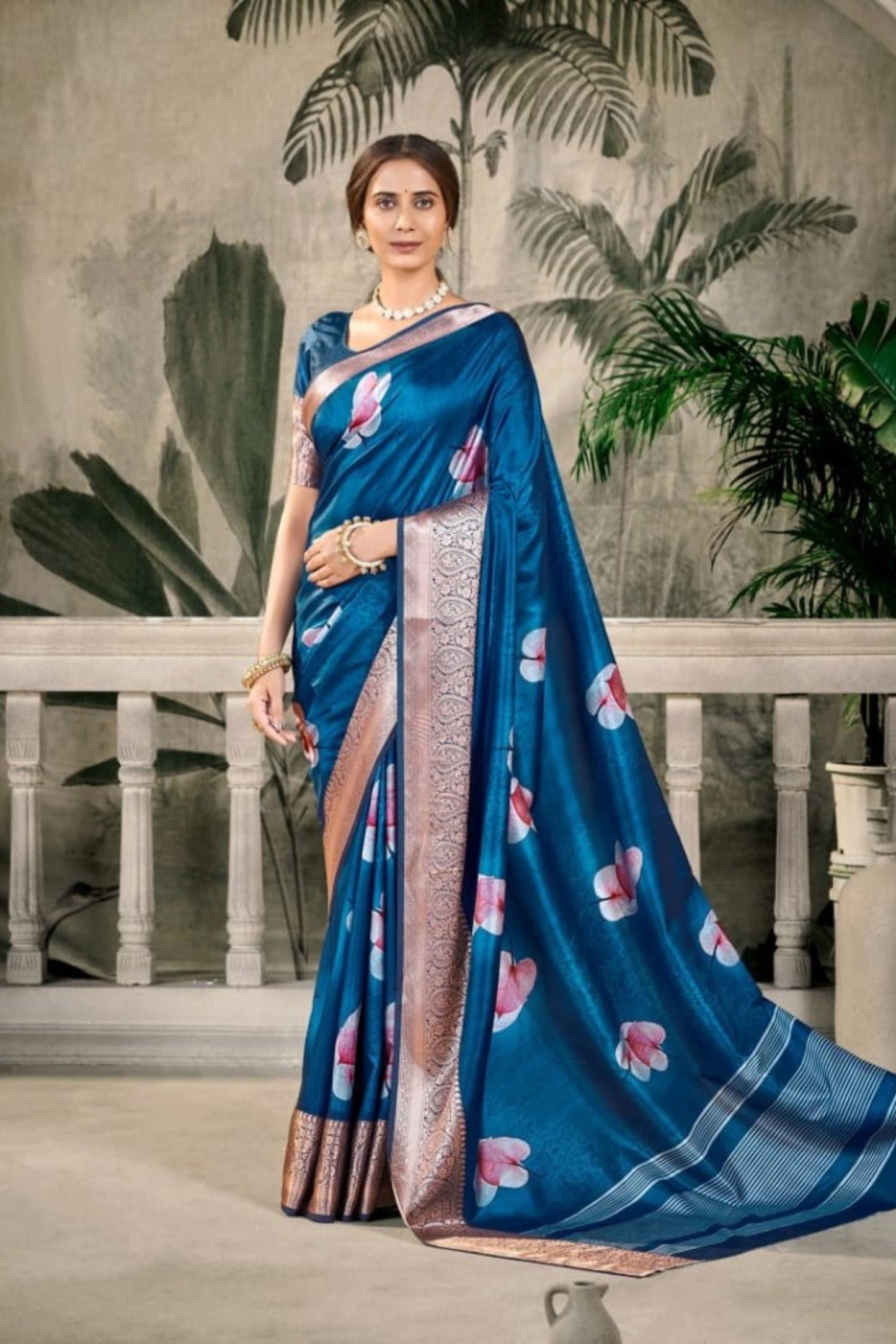 Royal Blue Banarasi Silk Saree for Wedding Festive Wear