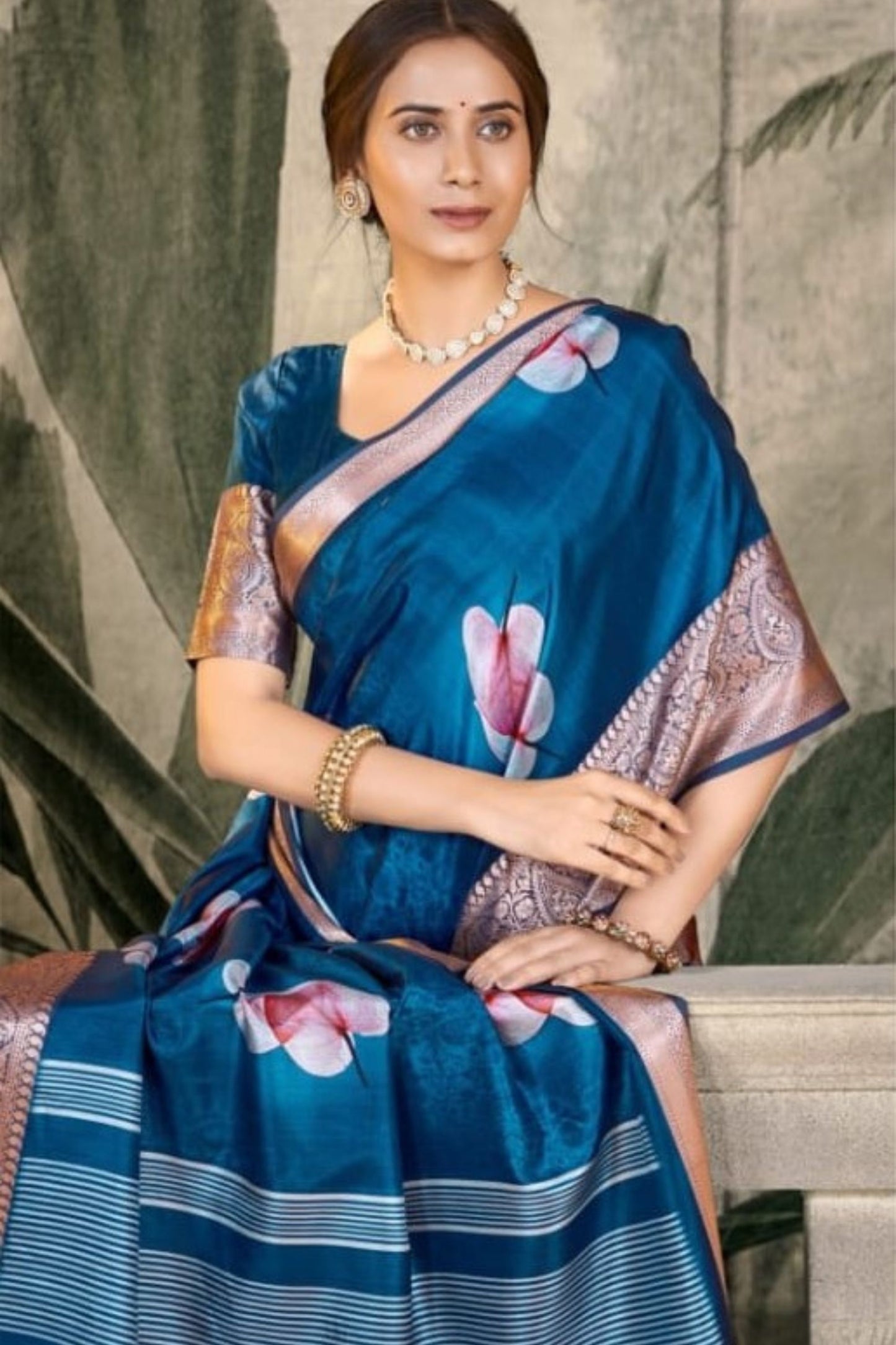 Royal Blue Banarasi Silk Saree for Wedding Festive Wear