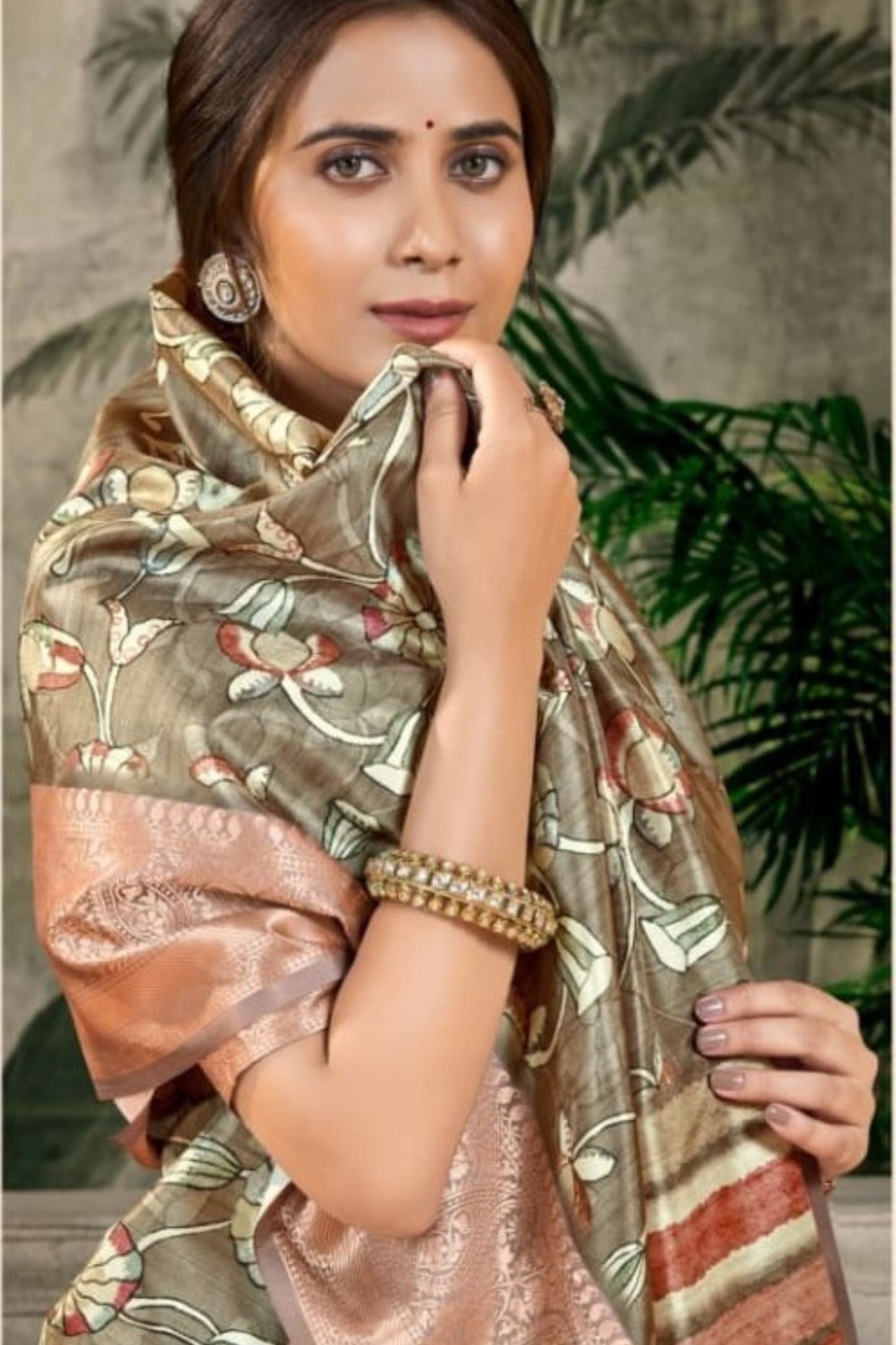 Elegant Brown Banarasi Silk Saree Wedding Festive Wear
