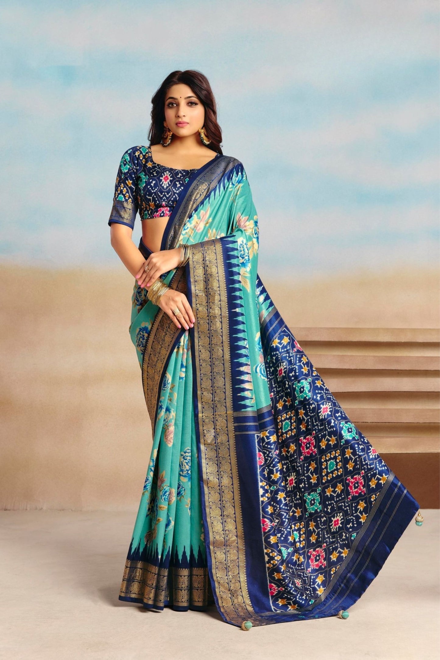 Elegant Aqua Blue Soft Silk Saree with Rich Zari Woven Border for Women
