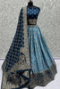 Striking Blue Georgette Bridal Lehenga Choli with Heavy Zari and Resham Work