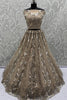 Royal Golden Net Bridal Lehenga Choli with Heavy Sequins and Thread Embroidery
