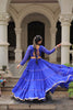 Royal Blue Bandhani Print Faux Georgette Lehenga Choli with Mirror Work