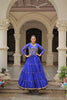 Royal Blue Bandhani Print Faux Georgette Lehenga Choli with Mirror Work