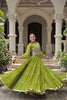 Refreshing Green Bandhani Print Faux Georgette Lehenga Choli with Mirror Work