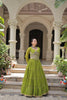 Refreshing Green Bandhani Print Faux Georgette Lehenga Choli with Mirror Work