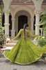 Refreshing Green Bandhani Print Faux Georgette Lehenga Choli with Mirror Work