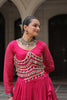 Vibrant Rani Pink Bandhani Print Faux Georgette Lehenga Choli with Mirror Work