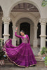 Wonderful Purple Bandhani Print Faux Georgette Lehenga Choli with Mirror Work